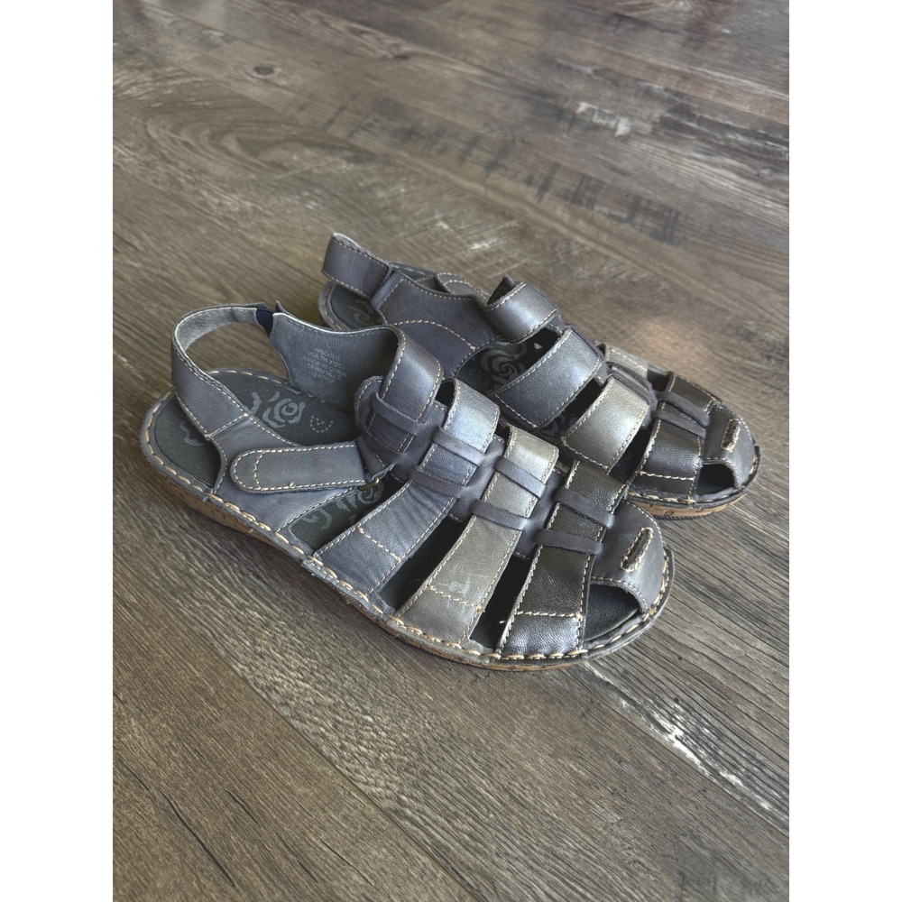 Propét Jubilee Womens 7 X Wide (2E) Gray Leather Fisherman Caged Sandals Shoe - Picture 2 of 9